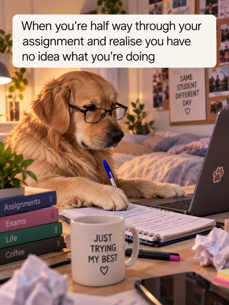 Halfway through an assignment and realizing you have no idea what you are doing.